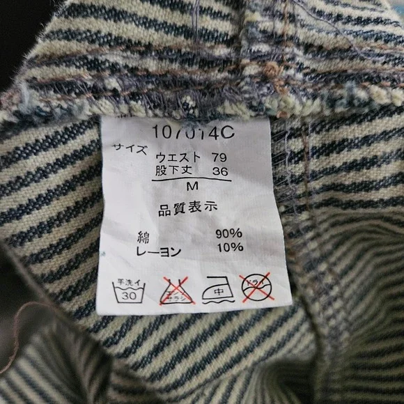 Clone Devgru Design Vintage Mens M Hickory Stripe Graphic Patch Short Overalls - Picture 7 of 8